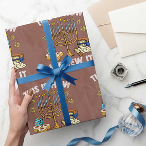 Funny Jewish Hanukkah Wrapping Paper Roll This How We Jew It Menorah Chanukah TS02 Mocha Print Your Wear