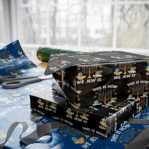 Funny Jewish Hanukkah Wrapping Paper Roll This How We Jew It Menorah Chanukah TS02 Black Print Your Wear