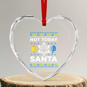 Funny Jewish Hanukkah Heart Crystal Glass Ornament Not Today Santa Hebrew David Star TS11 Transparent Glass 3'' Heart Print Your Wear
