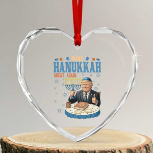 Funny Jewish Holiday Heart Crystal Glass Ornament Make Hanukkah Great Again Ugly Gift TS12 Transparent Glass 3'' Heart Print Your Wear