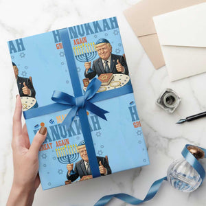 Funny Jewish Holiday Wrapping Paper Roll Make Hanukkah Great Again Ugly Gift TS12 Light Blue Print Your Wear