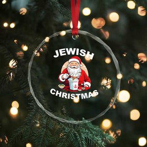 Funny Jewish Xmas Crystal Glass Ornament Santa Is Eating Chinese Food Hanukkah Hebrew TS11 Print Your Wear