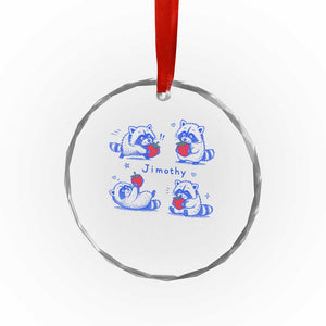 Funny Jimothy Viral Raccoon Crystal Glass Ornament Cute Baby Trash Panda Strawberry