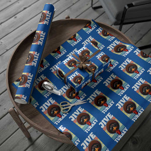 Funny Jive Thanksgiving Turkey Day Wrapping Paper Roll Retro Afro Black Turkey TS11 Blue Print Your Wear