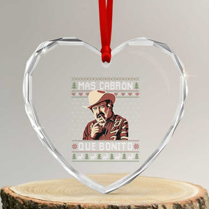 Funny Julian Garza Christmas Heart Crystal Glass Ornament Mas Cabron Que Bonito Cowboy Holiday Mexican Xmas TS11 Transparent Glass 3'' Heart Print Your Wear