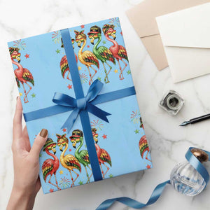 Funny Juneteenth Flamingos Squad Wrapping Paper Roll African American Heritage TS12 Light Blue Print Your Wear