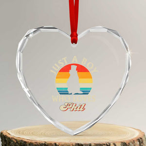 Funny Just A Boy Who Loves Phil Groundhog Heart Crystal Glass Ornament Punxsy Woodchuck Day Lover TS11 Transparent Glass 3'' Heart Print Your Wear