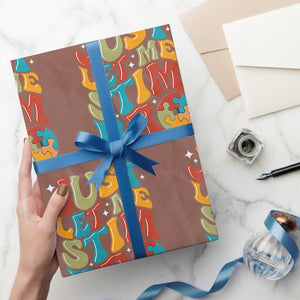 Funny Just Let Me Stim Bro Wrapping Paper Roll Autistic Autism Awareness TS11 Mocha Print Your Wear