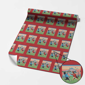 Funny Kendo Cat Wrapping Paper Roll Samurai Martial Arts TS14 Red Print Your Wear