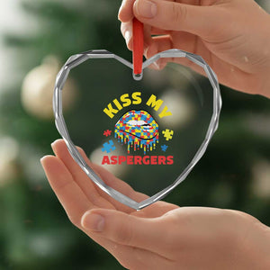 Funny Kiss My Aspergers Heart Crystal Glass Ornament Asperger Syndrome Autism Awareness Puzzle Lips TS11 Print Your Wear