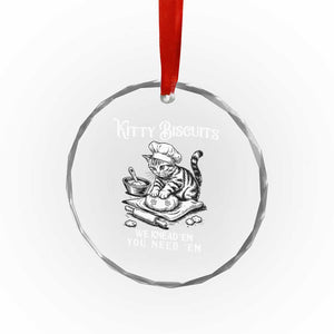 Funny Kitty Biscuits Bakery Crystal Glass Ornament We Knead Em You Need Em