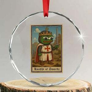 Funny Knight Meme Crystal Glass Ornament Vintage Pepe Frog Templar Crusader Fren Soldier TS10 Transparent Glass 3'' Circle Print Your Wear