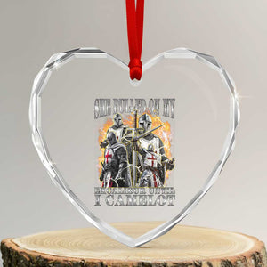 Funny Knight Meme Heart Crystal Glass Ornament She Pulled On My Excalibur Offensive Medieval Warrior Bootleg TS10 Transparent Glass 3'' Heart Print Your Wear
