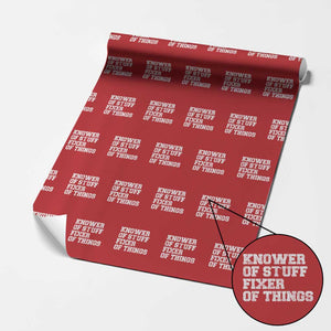 Funny Knower Of Stuff Fixer Of Things Wrapping Paper Roll Mechanic Engineer Garage TS10 Red Print Your Wear