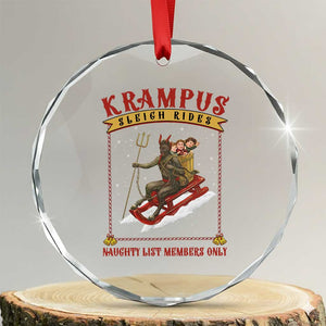 Funny Krampus Sleigh Rides Crystal Glass Ornament Naughty List Members Only TS09 Transparent Glass 3'' Circle Print Your Wear