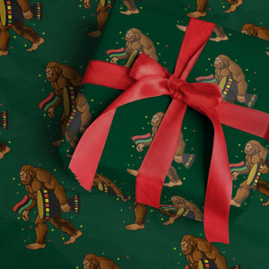 Funny Kwanzaa Bigfoot Lover Wrapping Paper Roll African American Holiday Gift - Print Your Wear