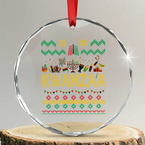 Funny Kwanzaa Celebration Ugly Sweater Crystal Glass Ornament African Heritage Holiday Gift TS12 Transparent Glass 3'' Circle Print Your Wear