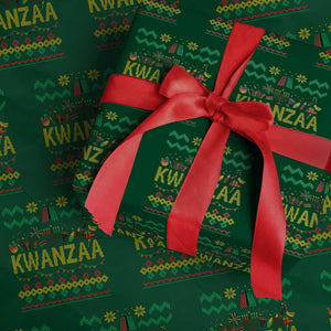 Funny Kwanzaa Celebration Ugly Sweater Wrapping Paper Roll African Heritage Holiday Gift TS12 Green Print Your Wear