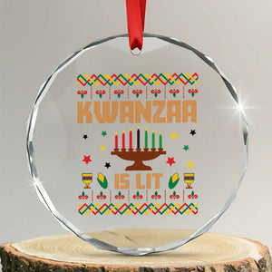 Funny Kwanzaa Is Lit Crystal Glass Ornament Ugly Sweater African Heritage Holiday Gift TS12 Transparent Glass 3'' Circle Print Your Wear