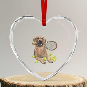 Funny Labrador Dog Playing Tennis Ball Heart Crystal Glass Ornament Pet Lover Gift TS12 Transparent Glass 3'' Heart Print Your Wear