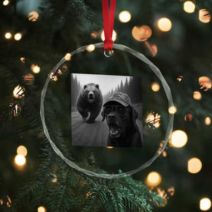 Funny Labrador Selfie With Bear Crystal Glass Ornament Dog Lover Gift TS12 Print Your Wear