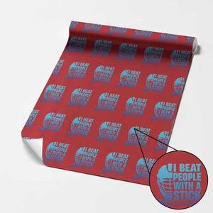 Funny Lacrosse Player Wrapping Paper Roll I Beat People With A Stick Funny Saying TS10 Red Print Your Wear