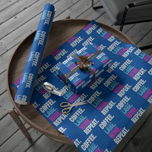 Funny Lake Life Wrapping Paper Roll Coffee Lake Wine Repeat TS10 Blue Print Your Wear