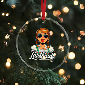 Funny Lausmadl Oktoberfest Crystal Glass Ornament Bavarian Girl with Braids Sunnies and Sass TS02 Print Your Wear