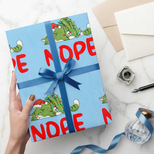 Funny Lazy Cat Christmas Wrapping Paper Roll Nope Not Today TS14 Light Blue Print Your Wear