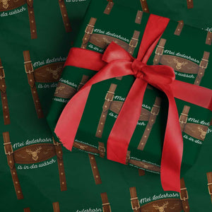 Funny Lederhosen Costume Alternative for Oktoberfest Wrapping Paper Roll Mei Lederhosn Is In Da Wasch TS02 Green Print Your Wear