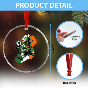 Funny Leprechaun Playing Soccer Crystal Glass Ornament St Patricks Day TS12 Print Your Wear