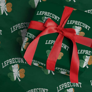 Funny Leprecunt St Patricks Day Wrapping Paper Roll Vintage Irish Shamrock Adult Humor TS11 Green Print Your Wear