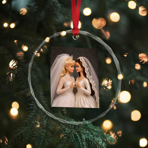 Funny Lesbian Doll Wedding Engagement Crystal Glass Ornament LGBTQ Pride Gift TS12 Print Your Wear