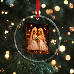Funny Lesbian Pride Tung Tung Sahur Engagement Gift Crystal Glass Ornament TS12 Print Your Wear