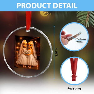 Funny Lesbian Pride Tung Tung Sahur Engagement Gift Crystal Glass Ornament TS12 Print Your Wear