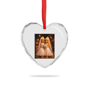Funny Lesbian Pride Tung Tung Sahur Engagement Gift Heart Crystal Glass Ornament