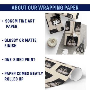 Funny Lesbian Raccoon Engagement Wrapping Paper Roll LGBTQ Pride Gift