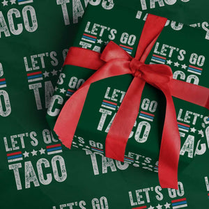 Funny Let's Go Taco Always Chickens Out Wrapping Paper Roll Vintage Star Stripes - Print Your Wear