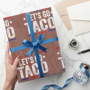 Funny Lets Go Taco Wrapping Paper Roll Trump Always Chickens Out Humor American Flag TS02 Mocha Print Your Wear