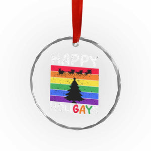 Funny LGBT Xmas Crystal Glass Ornament Happy Holigays Rainbow Stripes Unicorn Santa TS11 Print Your Wear