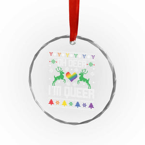 Funny LGBT Xmas Crystal Glass Ornament Oh Deer I'm Queer Rainbow LGBT Flag TS11 Print Your Wear