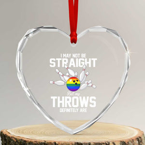Funny LGBTQ Bowling Heart Crystal Glass Ornament I May Not Be Straight But My Throws Are TS12 Transparent Glass 3'' Heart Print Your Wear