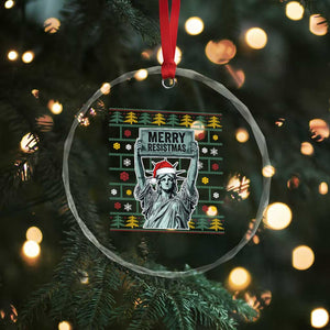 Funny Liberty Statue Ugly Sweater Gift Crystal Glass Ornament Merry Resistmas TS12 Print Your Wear