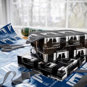 Funny Life Is A Bitch But Thankfully So Am I Wrapping Paper Roll Black Cat Meme TS11 Black Print Your Wear