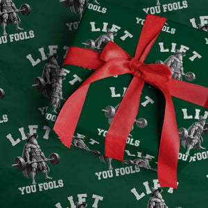 Funny Lift You Fools Wrapping Paper Roll Swole Wizard Weightlifting Bodybuilding Gym TS11 Green Print Your Wear