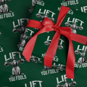 Funny Lift You Fools Wrapping Paper Roll Swole Wizard Weightlifting Bodybuilding Gym Fitness TS11 Green Print Your Wear