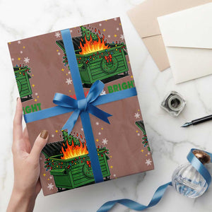 Funny Lil Dumpster Fire Christmas Wrapping Paper Roll Merry And Bright Xmas Tree TS11 Mocha Print Your Wear
