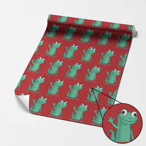 Funny Lizard Lizard Lizard Wrapping Paper Roll Cute Gecko Reptile Meme TS02 Red Print Your Wear
