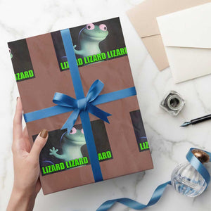 Funny Lizard Lizard Lizard Wrapping Paper Roll Weirdcore Gecko Meme TS02 Mocha Print Your Wear