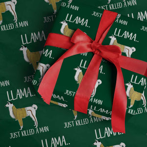 Funny Llama Just Killed a Man Wrapping Paper Roll Animal Pun Internet Meme TS02 Green Print Your Wear